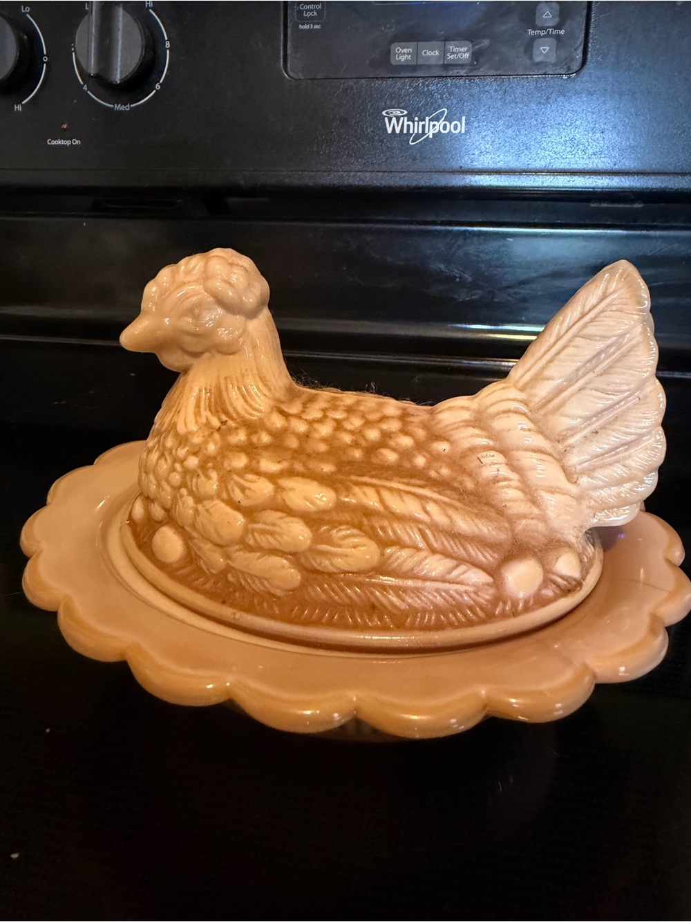 Vintage Mosser Chocolate slag glass nesting hen, like new. - Picture 2 of 16